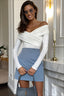 Pleated Off Shoulder Long Sleeve Bodysuit T-Shirts