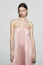 Strapless Pleated Maxi Ball Gown Formal Dress