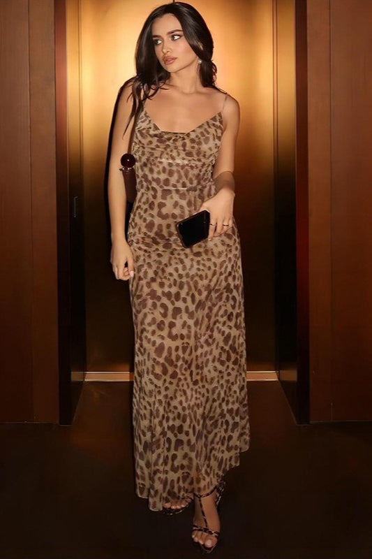 Chic Leopard Backless Party Dress Main image