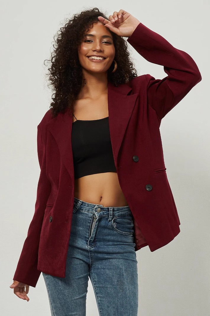 Minimalist Double Breasted Draped Blazer Main image
