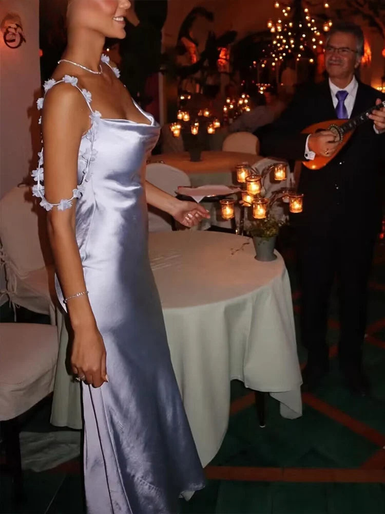 Draped Strap Neck Solid Midi Dress