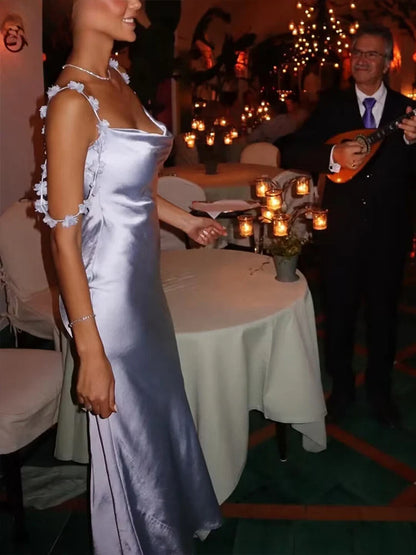 Draped Strap Neck Solid Midi Dress