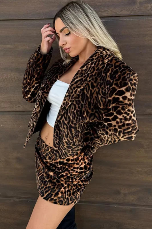 Leopard Velvet Office Blazer Main image