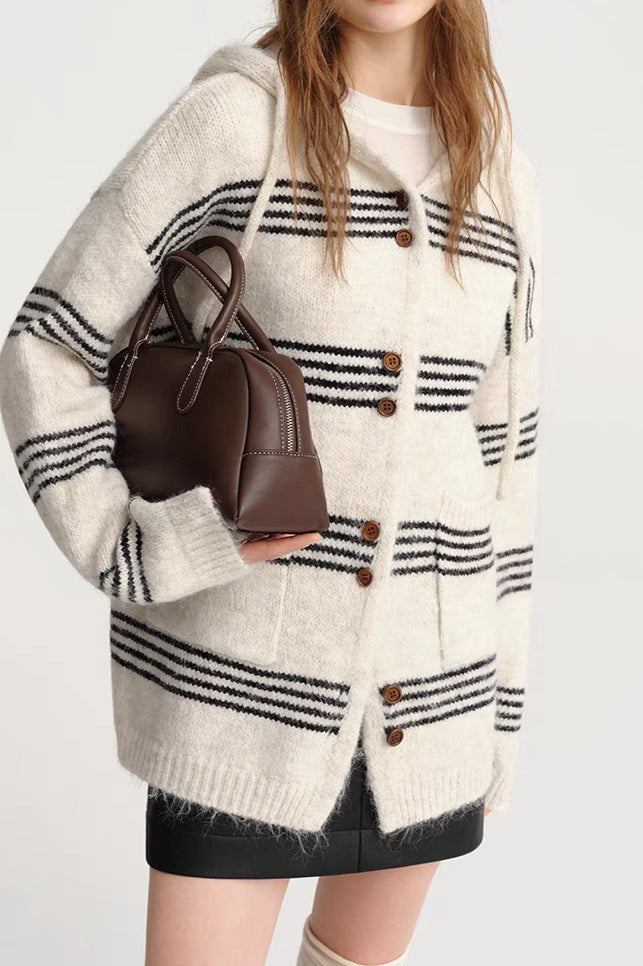 Colorblock Striped Hooded Sweater Secondary image