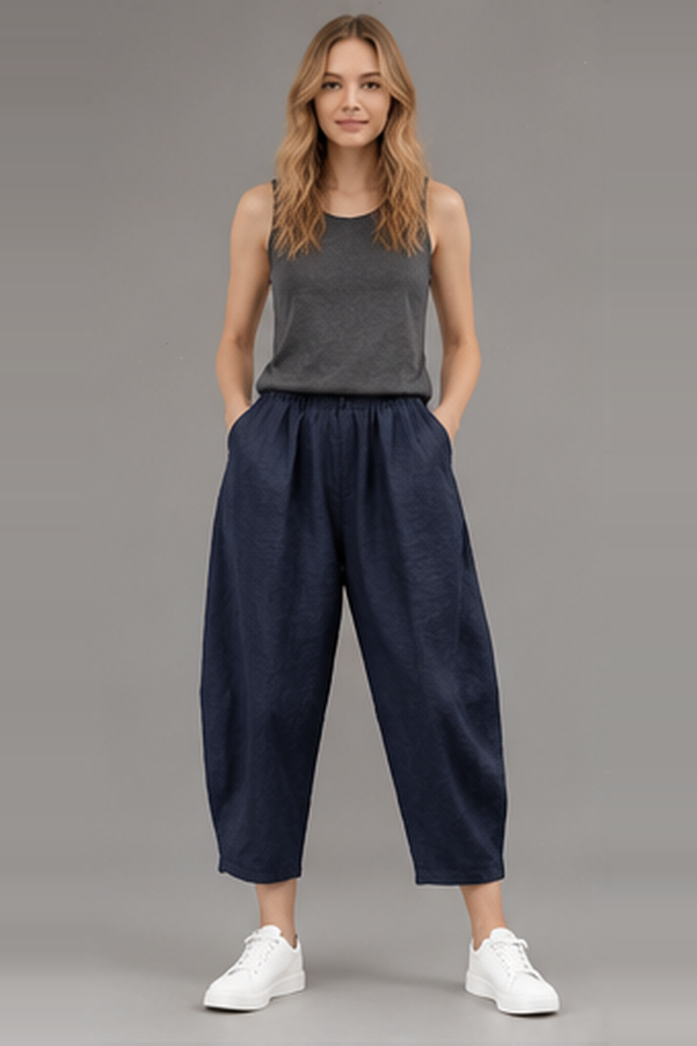 Elastic Waist Vintage Lady Loose Casual Pants