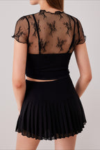 Sheer Lace Mesh Two-Piece Crop Top