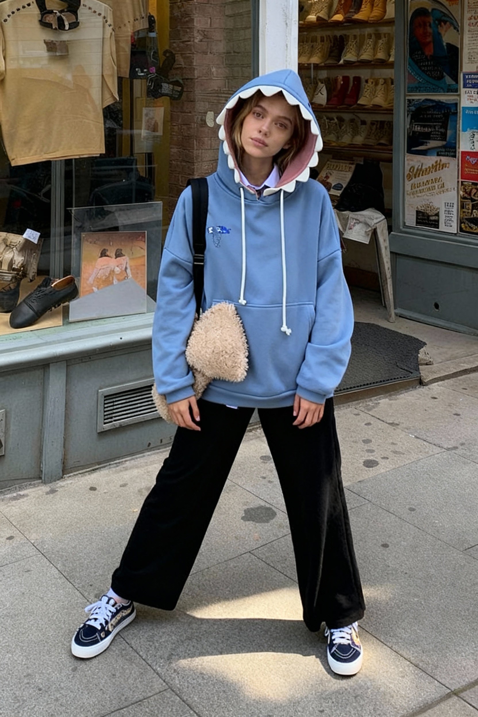 Funny Shark Patchwork Hoodie Secondary image