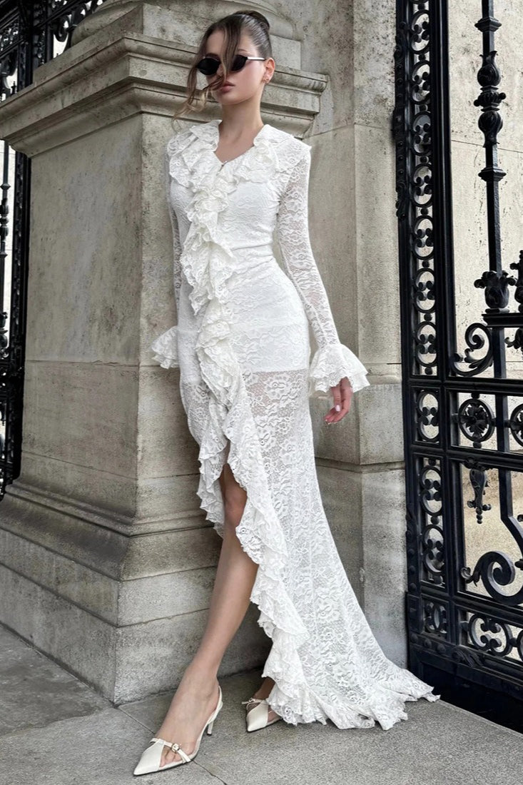Sheer Panel Fluted Sleeve Party Dress Secondary image