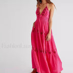 Backless Halter Embroidery Boho Dress color 3 / S