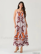 Backless Suspender Boho Dress Mixed Color / S
