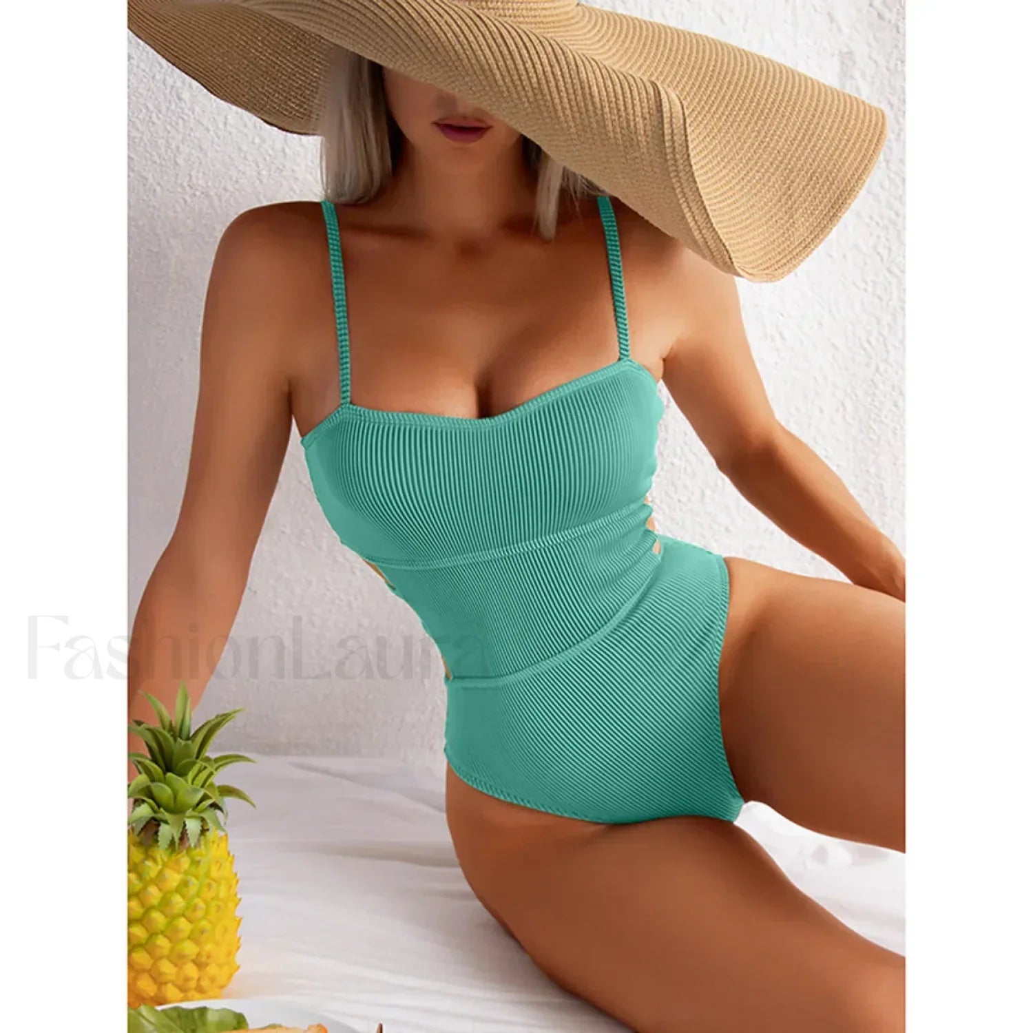 Bandage Backless Push Up One Piece green / S