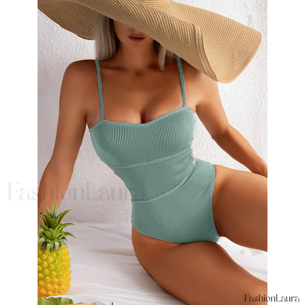 Bandage Backless Push Up One Piece light green / S