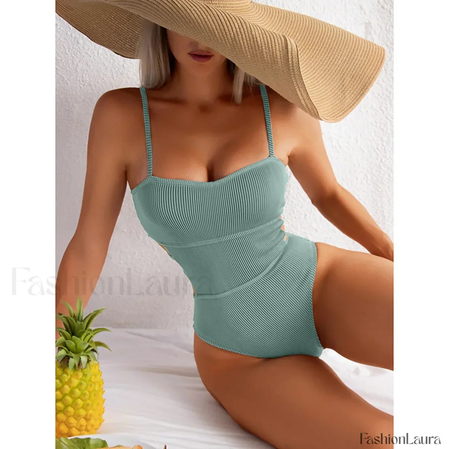 Bandage Backless Push Up One Piece light green / S