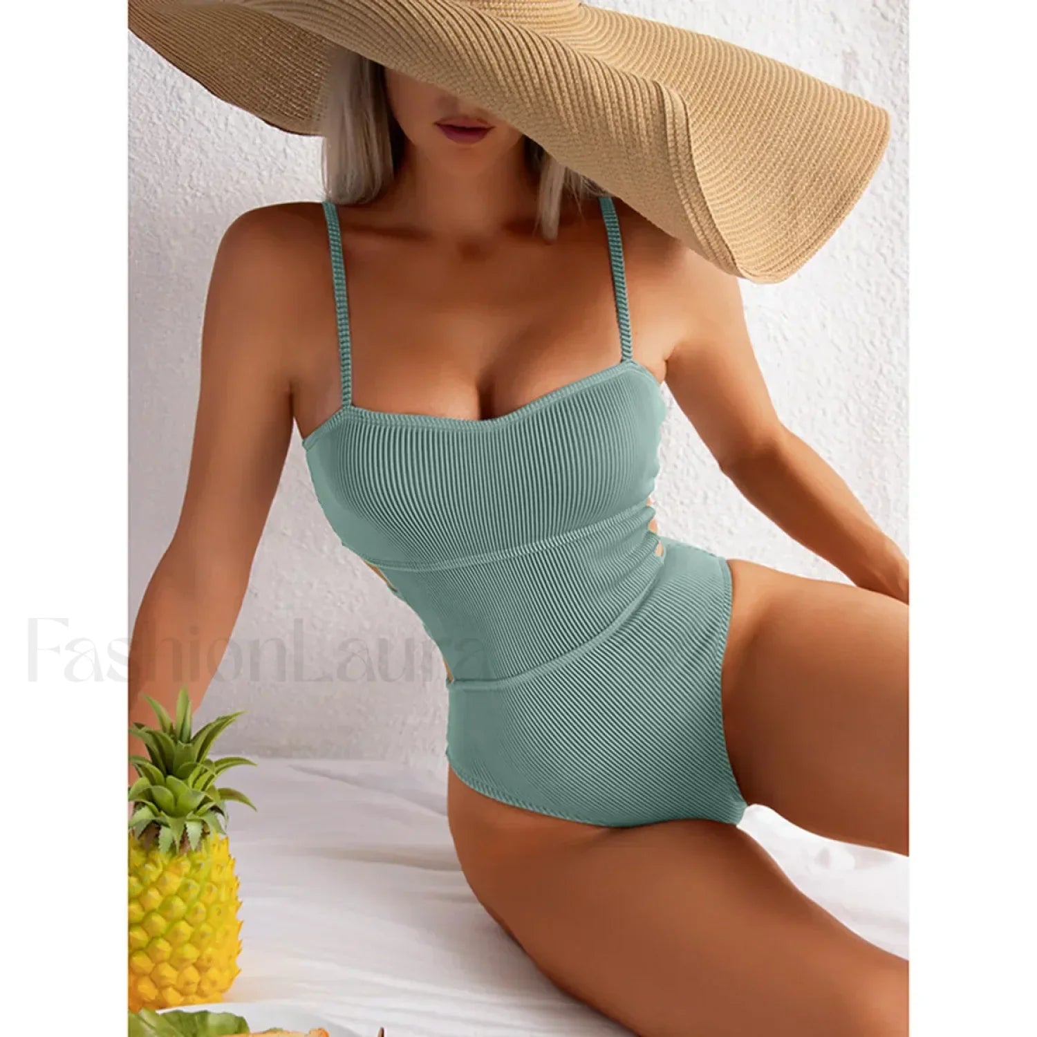 Bandage Backless Push Up One Piece light green / S