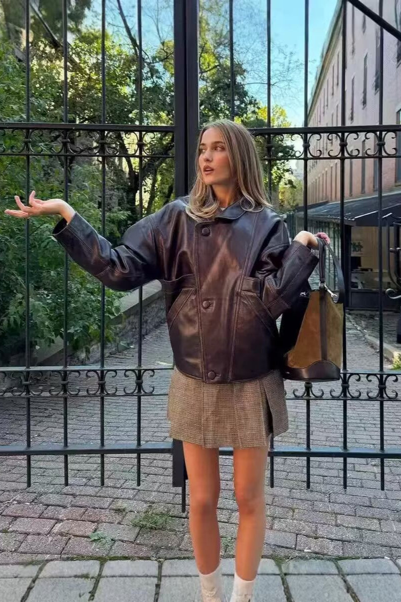 Weathered Leather Flight Jacket Main image