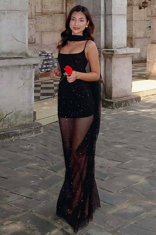 Solid Sheer Hem Slip Dress Secondary image