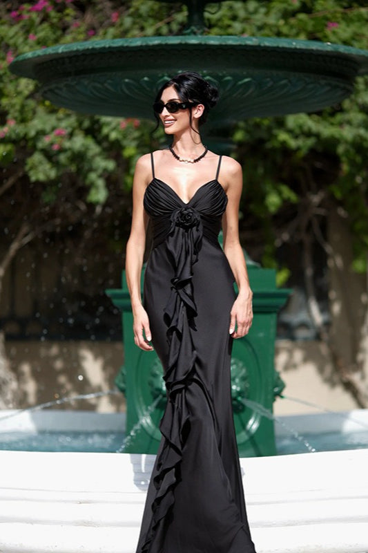 Chic Slim Floral Ribbon Satin Cami Boho Dress