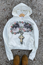 Eye Cross Graphic Cropped Pullover Hoodie