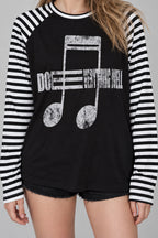 Street Note Letter Print Striped T-shirt