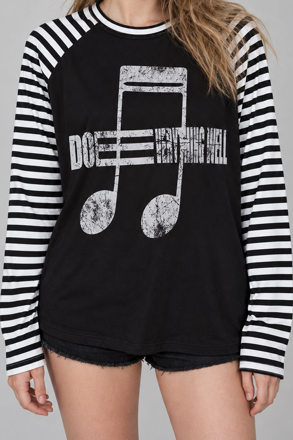 Street Note Letter Print Striped T-shirt