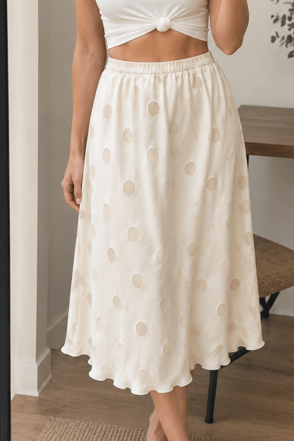 White Polka Dot Sheer Casual Skirt Secondary image