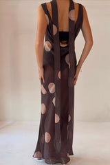 Vintage Polka Dot Sleeveless Bodycon Maxi Dress