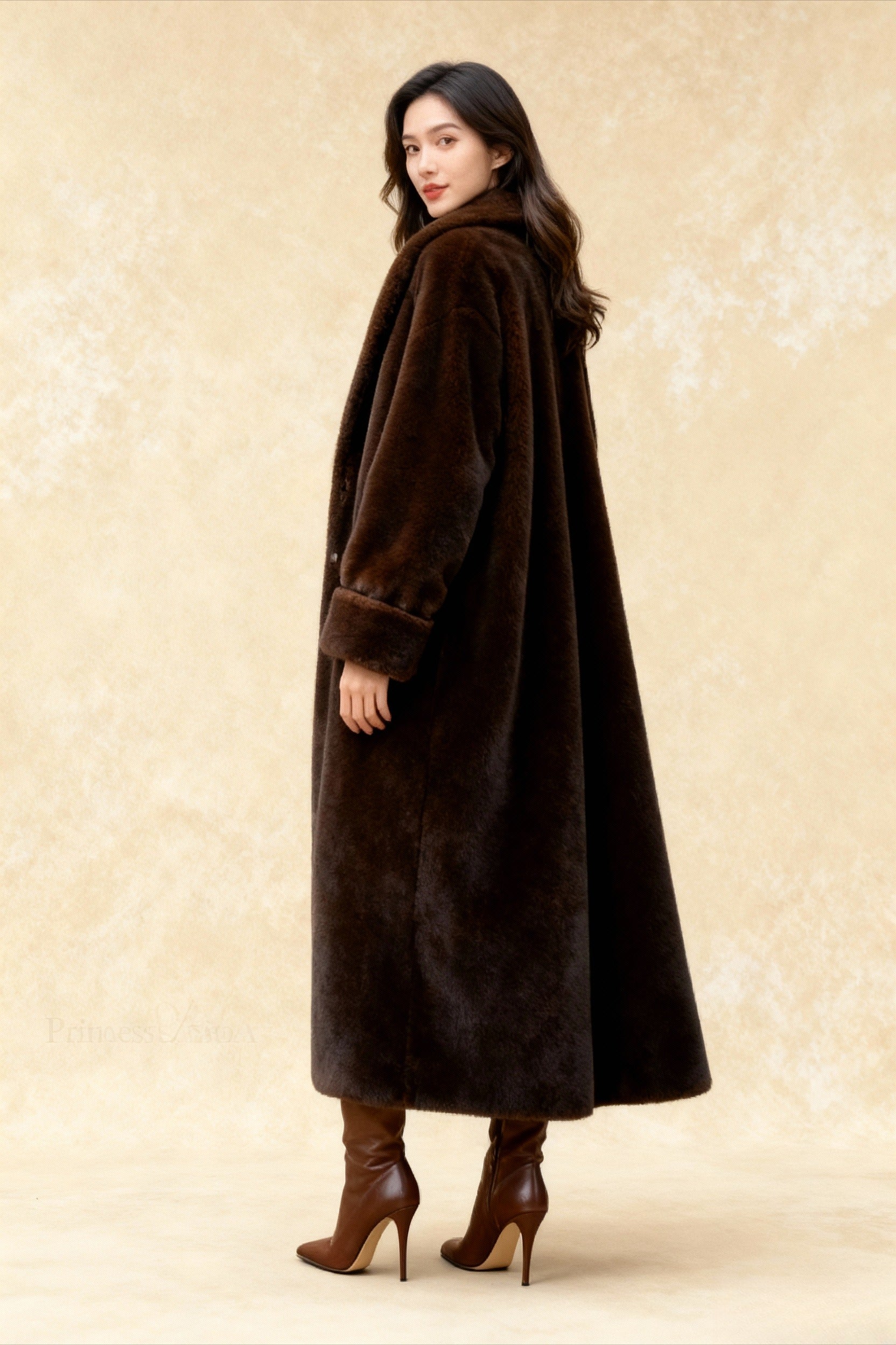 Faux Fur Lapel Plush Imitation Mink Overcoat Secondary image