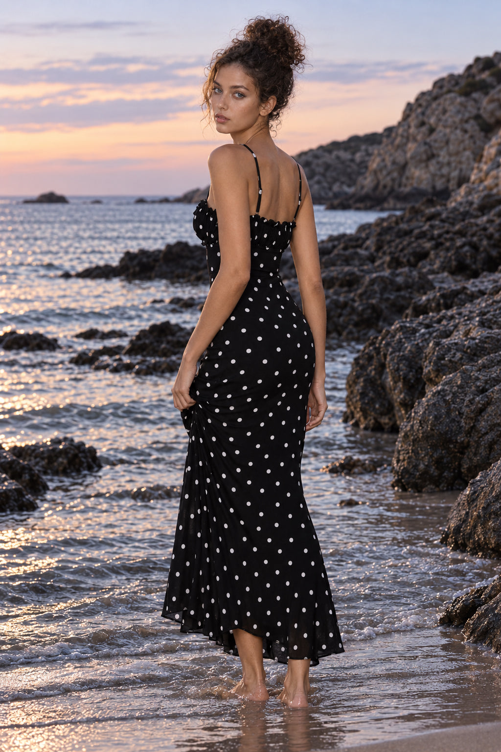 Polka Dot Backless Cami Bodycon Maxi Dress Secondary image