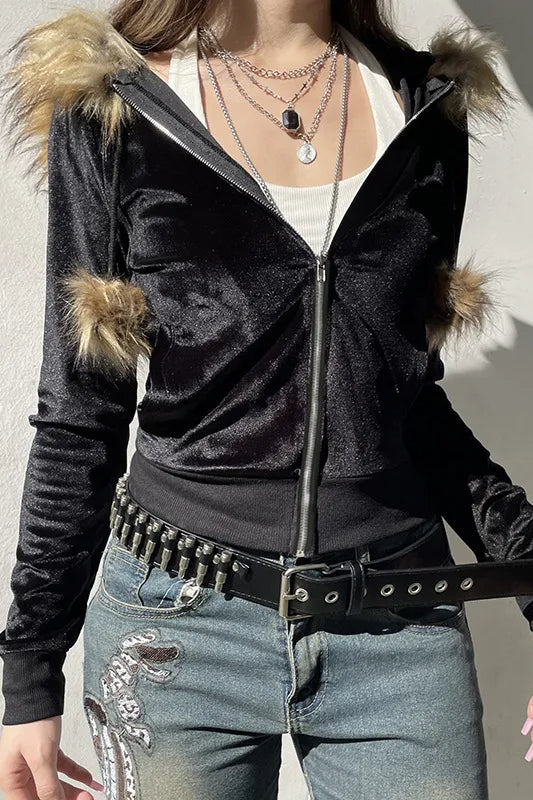 Gothic Velvet Streetwear Hoodie Main image