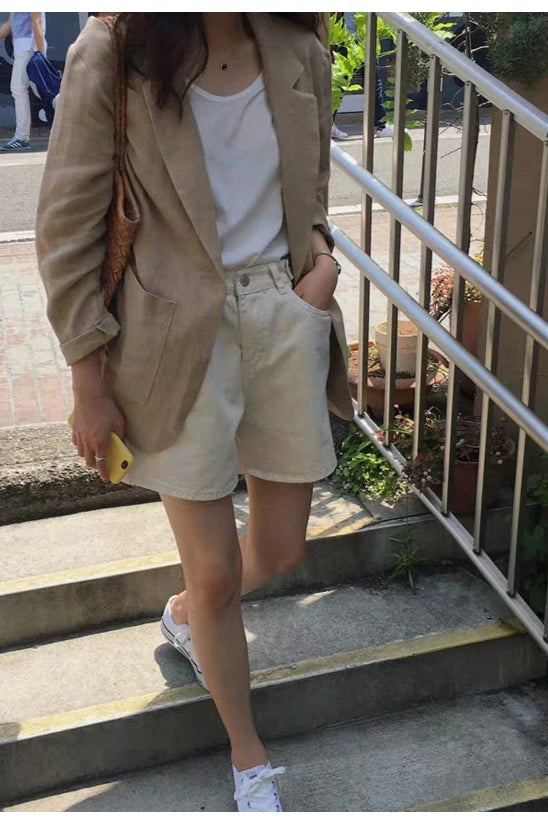 Retro Khaki Linen Blazer Secondary image