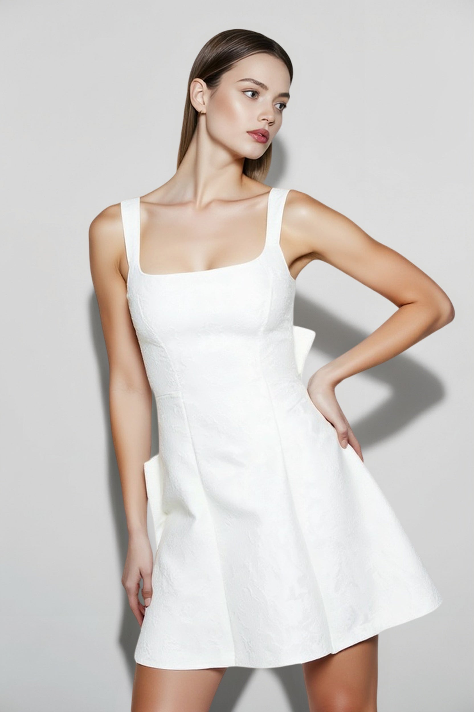 Square Neck Bow Bodycon Party Dress Main image