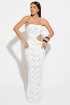 Sheer Lace Backless Bodycon Lace Dress