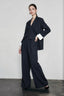 Grey Striped Vest Wide Leg Three Piece Set