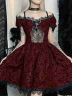 Mini Party Aesthetic One Shoulder Strap  Lace Cutouts Elegant A-Line High Waist Prom Y2K Grunge Clubwear Dress