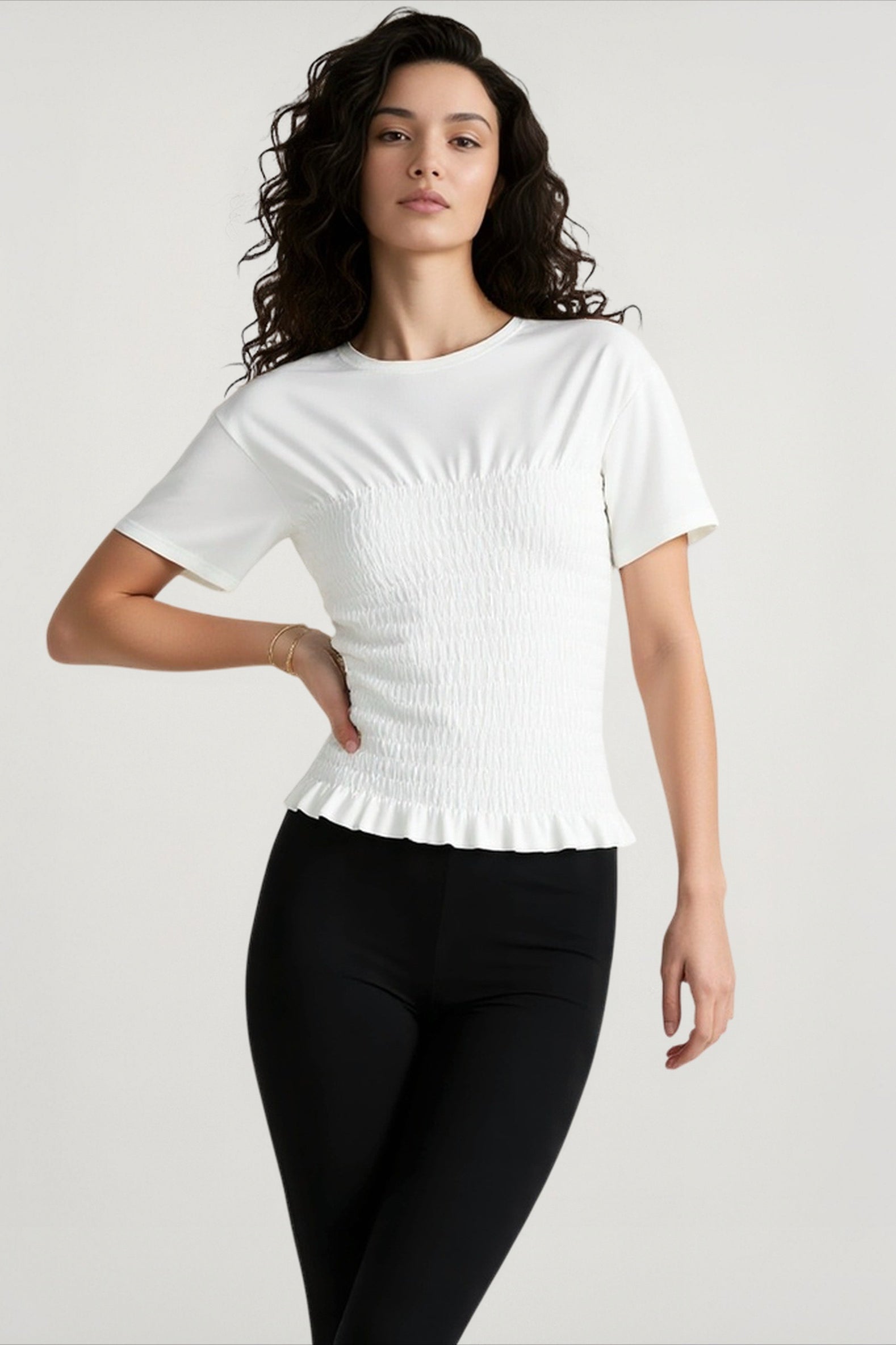 Ruched Waist Puff Hem T-shirts Main image