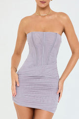 Strapless Ruched Bodycon Mini Dress