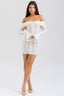 Off Shoulder Waist Tie Lace Dress