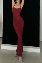 Crystal Low-Back Party Dress