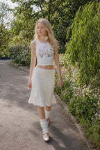 Lettuce-Edge Mesh Plaid Skirt
