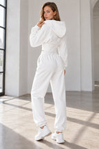 Hooded Drawstring Two Piece Pants Set