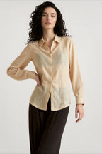 Linen Sheer Button Down Blouse