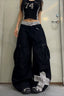 Leopard Cross Double Waist Cargo Jeans