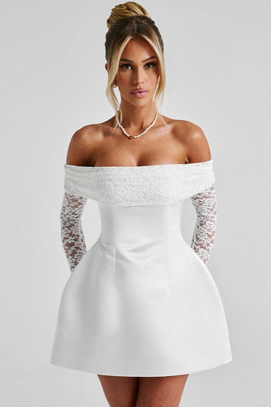 Off-Shoulder Lace Long Sleeve Bodycon Mini Lace Dress Secondary image