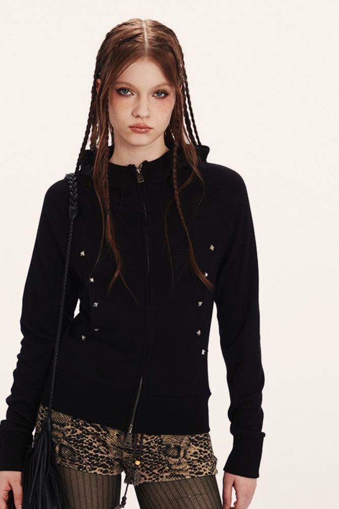 Fitted Cropped Double Zip Hoodie Main image