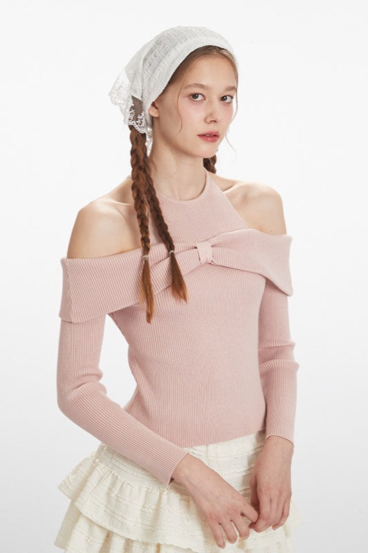 Chic Bateau Neck Cropped Knit Top Secondary image