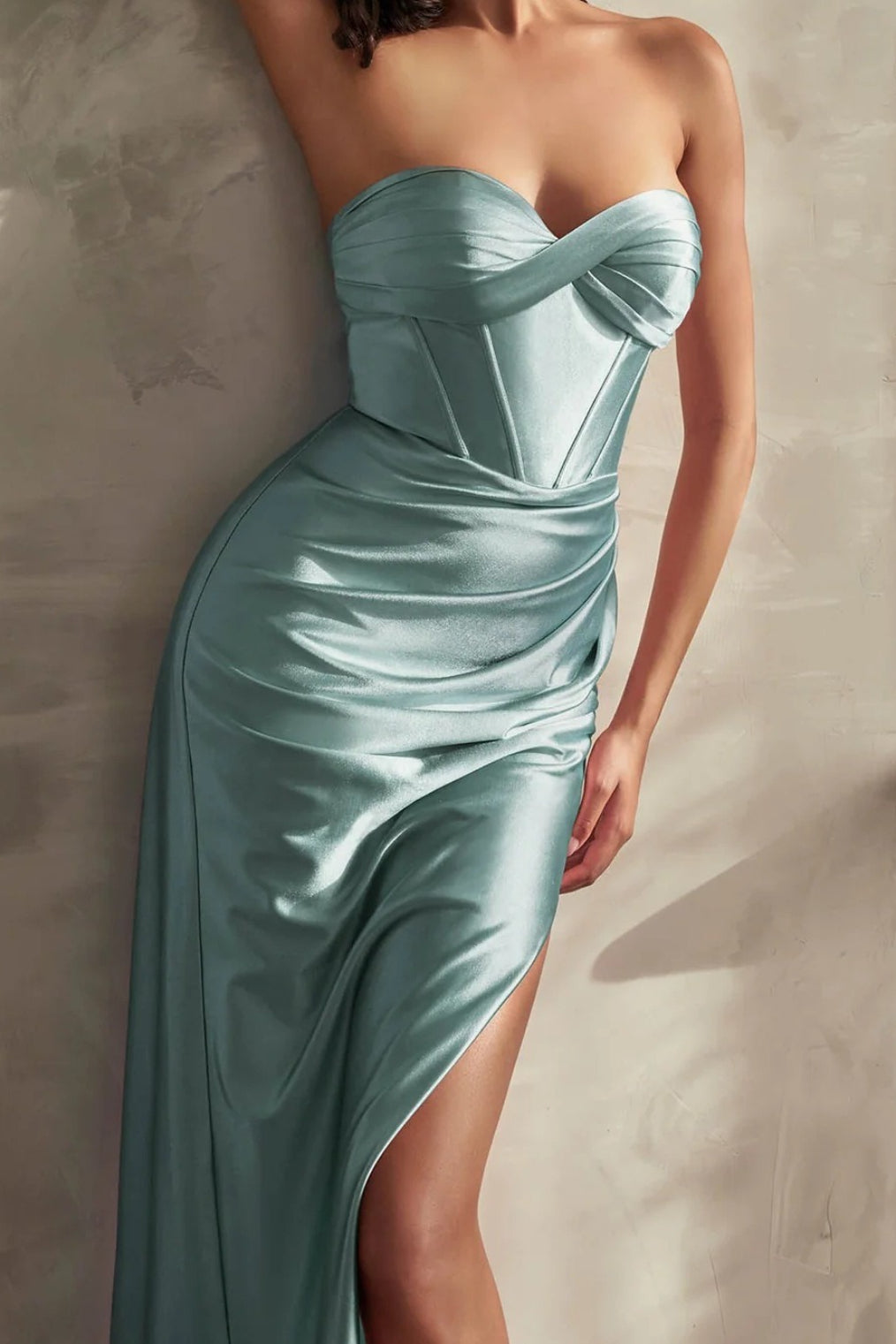 High Stretch Pleated Bodycon Prom Dress Main image