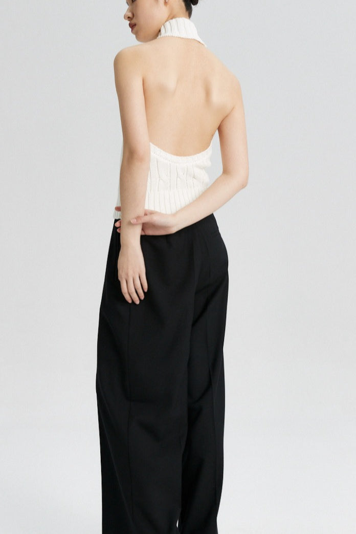 Backless Halter Cable Knit Top Secondary image