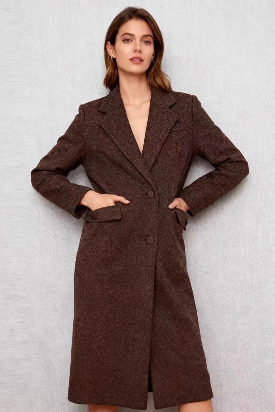 Versatile Wool Blend Long Chic Overcoat Secondary image