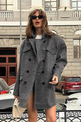 Structured Double Breasted Tweed Coat