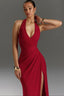 Halter Backless Tie High-Slit Ruched  Formal Dress